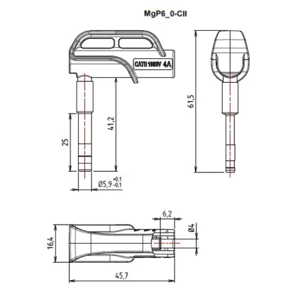 Adapter - gniazdo izolowane z tuleją 4mm / styk magnetyczny 6mm czarny