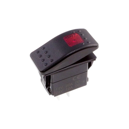 Przełącznik klawiszowy ON-OFF 2-pozycyjny 5-pin z czerwoną diodą LED 12–24 V DC