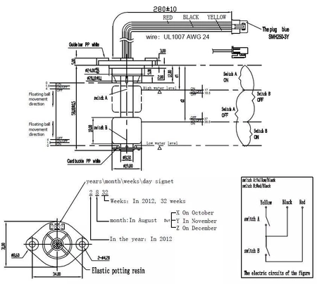 Magnetyczny czujnik poziomu wody MR5802 NO/NC 3 przewody