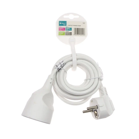 Przedłużacz 3m, 1 gniazdo, biały, 10A, 3G1