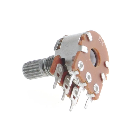 Potencjometr obrotowy podwójny liniowy 2 x 5 kom, 0,125 W, oś 6 mm, do druku