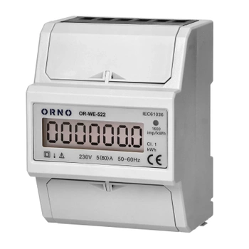 Licznik energii 1-fazowy, 80 A, pomiar dwukierunkowy, na szynę DIN, ORNO OR-WE-522