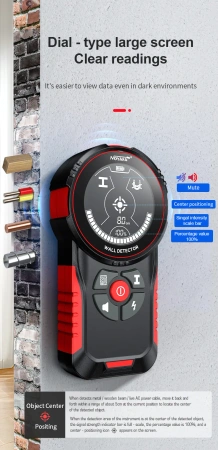 Lokalizator instalacji - detektor metalu, drewna i przewodów pod napięciem w ścianach, Noyafa NF-5102