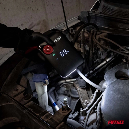 Jump Starter Mini 12V 7.2AH 600A 4w1 Starter/Latarka Led/Kompresor/Powerbank AMIO 04675