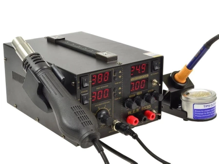 Stacja lutownicza 853D5A, zasilacz 30V 5A, grotówka 75W