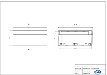 Obudowa hermetyczna ZP135.135.60 jasnoszara ABS