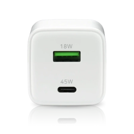 Ładowarka sieciowa everActive GaN SC-450Q z gniazdem USB oraz USB-C PD PPS QC4+ 45W