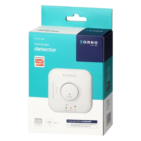 Czujnik gazu ziemnego WiFi TUYA 220VAC żywotność sensora 5 lat, ORNO OR-DC-643