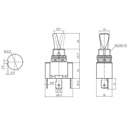 Przełącznik samochodowy podświetlany 12V / 30A (żółta dioda)