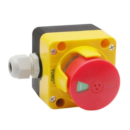 Przełącznik bezpieczeństwa przyciskowy w obudowie 75x75x56mm, ON-OFF, push-pull, 1 tor, czerwony