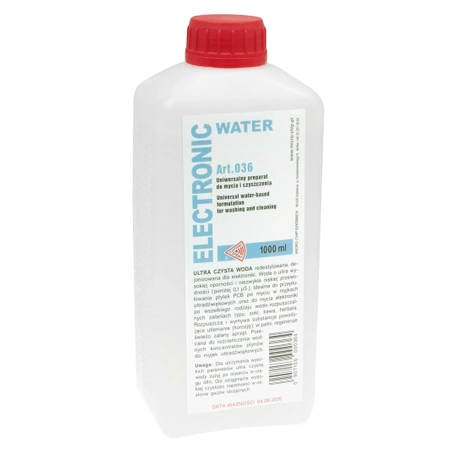 ELECTRONIC WATER. Redestylowana, dejonizowana woda dla elektroniki - 1L - ART.036