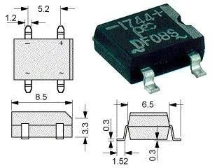 Mostek prostowniczy DF08S - 1A 800V SMD