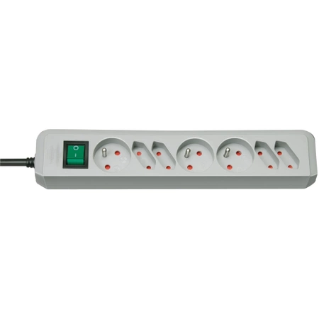 Listwa zasilająca 7 gniazd, 1.5m, włącznik, 3G1.5, Brennenstuhl Eco-Line, jasnoszary