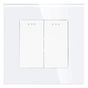 Włącznik światła szklany schodowy podwójny - biały - Tawoia Glass