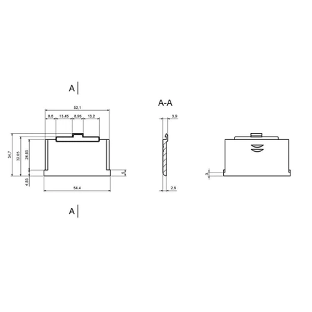 Obudowa 59x188, h=26mm, z miejscem na baterię 9V, Z32A