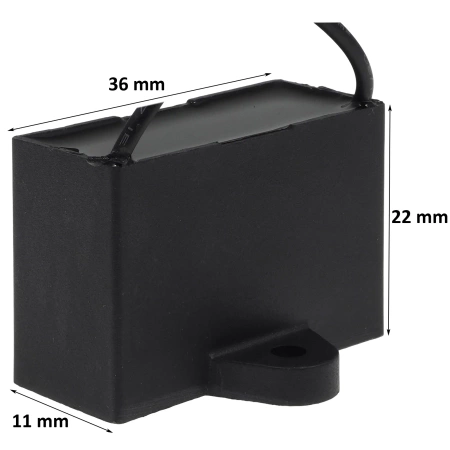 Kondensator rozruchowy do silnika 1.2uF 450VAC, przewody 20cm, 36x11x22mm