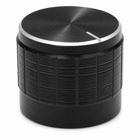 Gałka aluminiowa do potencjometru na oś 6mm - 20x16mm - czarna, srebrny znacznik - GCL20