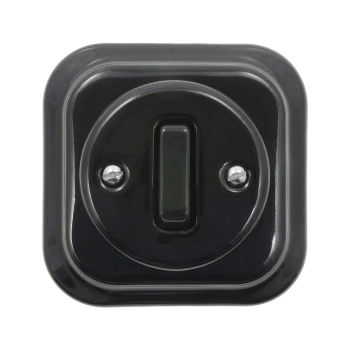 Włącznik dzwonkowy ceramiczny, kwadratowy z ramką, podtynkowy czarny Ceramic Loft