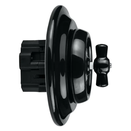 Włącznik światła krzyżowy obrotowy z ramką, ceramiczny, montaż podtynkowy, kolor czarny Ceramic Loft