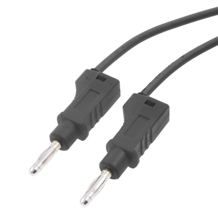 Przewód silikonowy 1mm2 z 2 wtykami prostymi 4mm 20A z dodatkowym gniazdem 4mm, 1m czarny