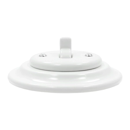 Włącznik światła pojedynczy kołyskowy ceramiczny, okrągły z ramką, podtynkowy biały Ceramic Loft