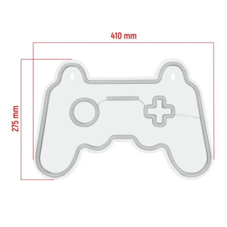 Neon LED "gamepad", dekoracja LED 41x27,5cm zasilanie z baterii lub USB