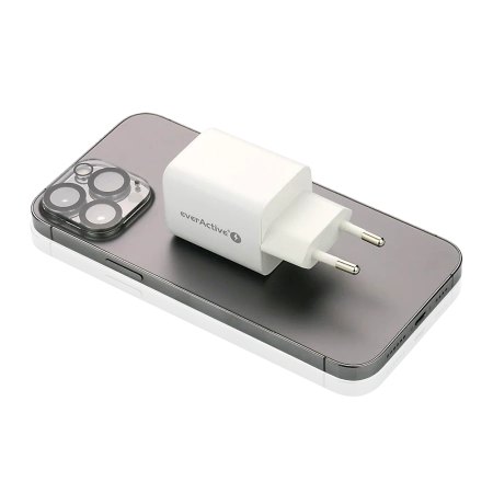 Ładowarka sieciowa everActive GaN SC-450Q z gniazdem USB oraz USB-C PD PPS QC4+ 45W