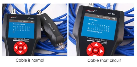 Tester LAN RJ45, RJ11, BNC, szukacz par przewodów, test ping, LCD, Noyafa NF-8601W