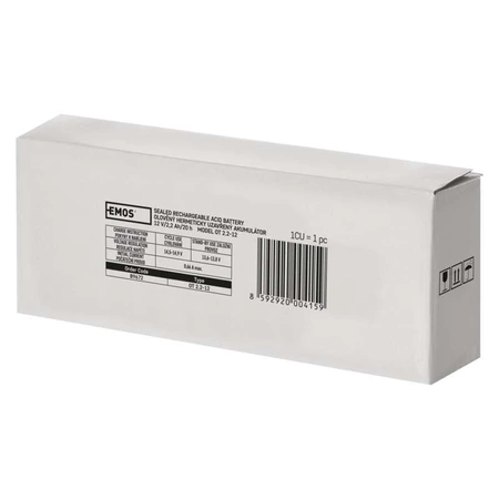 Akumulator żelowy bezobsługowy, 12 V, 2,2 Ah, 178 × 35 × 61 mm, 0,95 kg, EMOS B9672