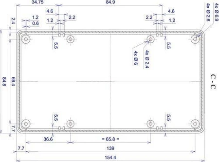 Obudowa uniwersalna Z78J, 84,5 × 154 × 42,5 mm, ABS, jasnoszara, z panelami bocznymi, Kradex