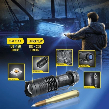 Latarka LED everActive FL-180, CREE 3W, 120-180lm, fokus