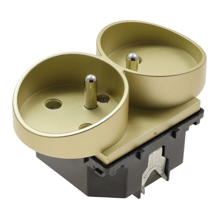 Gniazdo elektryczne podwójne z bolcem - szklana ramka - złote - Tawoia Glass