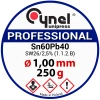 Cyna lutownicza Sn60Pb40 z topnikiem SW26, średnica 1 mm, szpula 250 g, Cynel