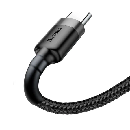 Kabel USB do USB-C 1m, szybkie ładowanie QC3.0 3A, nylonowy oplot, czarno-szary Baseus
