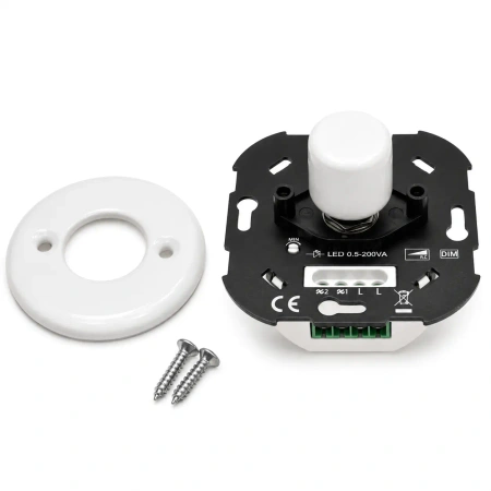 Dimmer LED 0.5-200VA ceramiczny podtynkowy moduł bez ramki okrągły biały Ceramic Loft