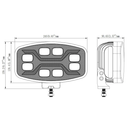 Reflektor drogowy LED samochodowy, 3 funkcje: pozycyjne, drogowe, ostrzegawcze strobo, 54W, 72 LED, L3436