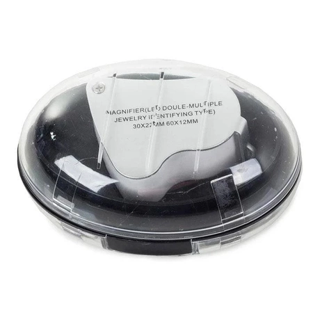 Składana lupa kieszonkowa, jubilerska 2 LED 30x 60x