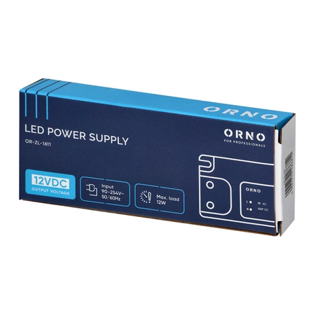 Zasilacz do taśm LED 12 V DC, 12 W, 1 A, montaż natynkowy, ORNO 1611