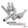 Zestaw 9 adapterów do wkrętarki z trzpieniem 1/4" HEX na nasadki 1/4", 3/8" i 1/2" - AMiO 04931