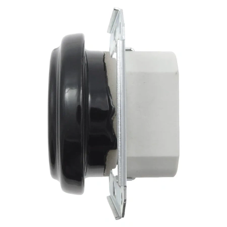 Gniazdo USB A+C 4A + Gniazdo elektryczne okrągłe z ramką podwójną, czarne, montaż podtynkowy, Ceramic Loft