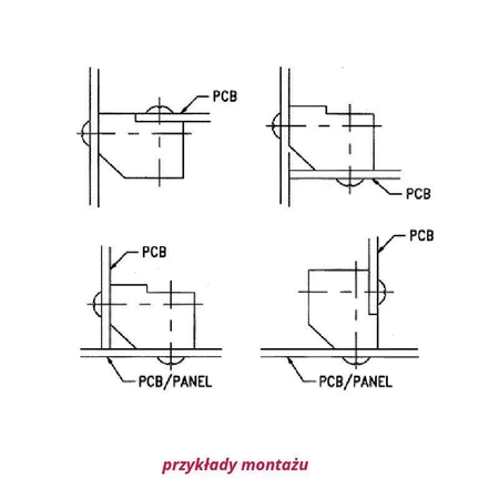 Łącznik montażowy do płytek PCB, kąt prosty