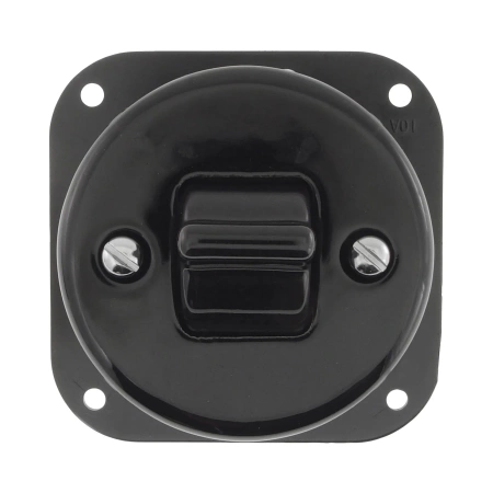 Włącznik światła pojedynczy dwubiegunowy kołyskowy ceramiczny, okrągły z ramką, podtynkowy czarny Ceramic Loft