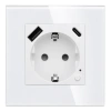 Gniazdo elektryczne Schuko z USB A+C 20W z pomiarem energii (watomierz) WiFi i Bluetooth białe podtynkowe z ramką szklaną - TAWOIA Smart Home