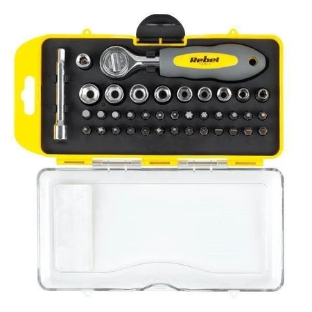 Zestaw bitów i nasadek z grzechotką 38 sztuk, RB1104