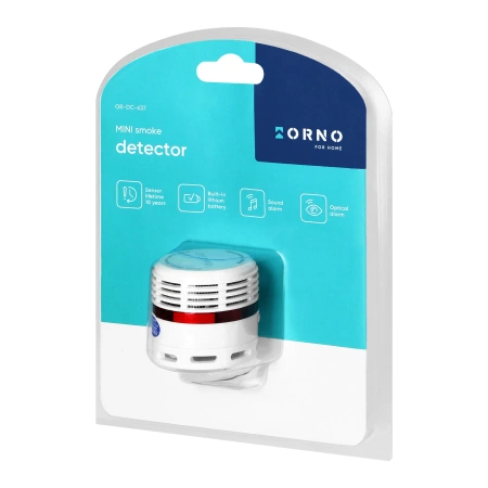 Czujnik dymu MINI, bateria zintegrowana, sensor 10 lat, ORNO DC-637