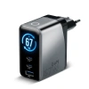 Ładowarka sieciowa GaN LCD 67W 2x USB-C PD + USB-A - everActive SC-670Q PRO