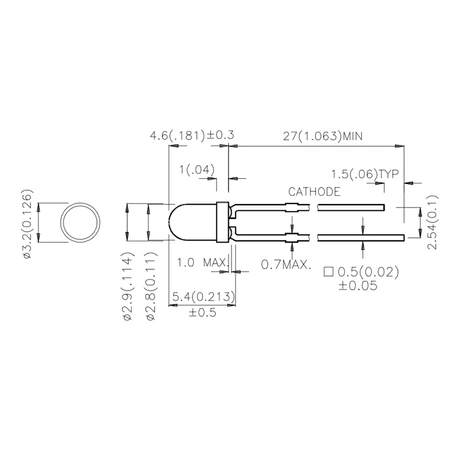 Dioda LED f3 czerwona 20mcd, Kingbright L-934ID