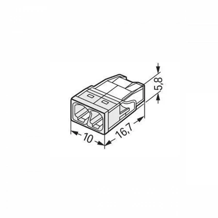 Szybkozłączka WAGO 2273-202 wciskana na 2 przewody, tylko drut 0,5-2,5mm², 24A 450V, biała