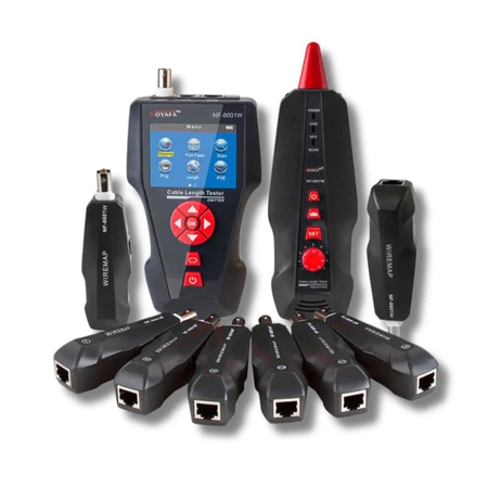 Tester LAN RJ45, RJ11, BNC, szukacz par przewodów, test ping, LCD, Noyafa NF-8601W