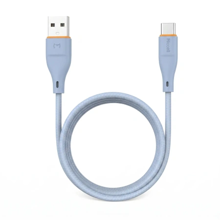 Kabel USB-A - USB-C, 2,4 A, 1 m, niebieski, Miccell, MIC-004038